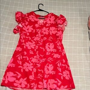 Red Floral Tiered Ruffled Sundress